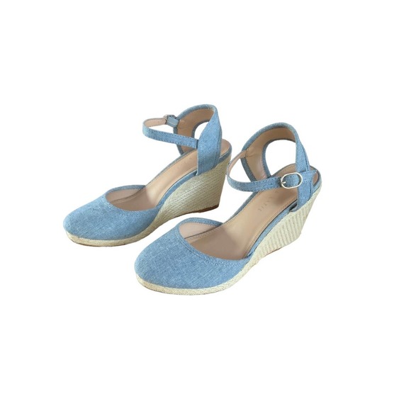 Kelly and Katie Miroven Blue Espadrille Wedge Sandals Size 8.5M - Picture 3 of 9